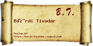 Bérdi Tivadar névjegykártya